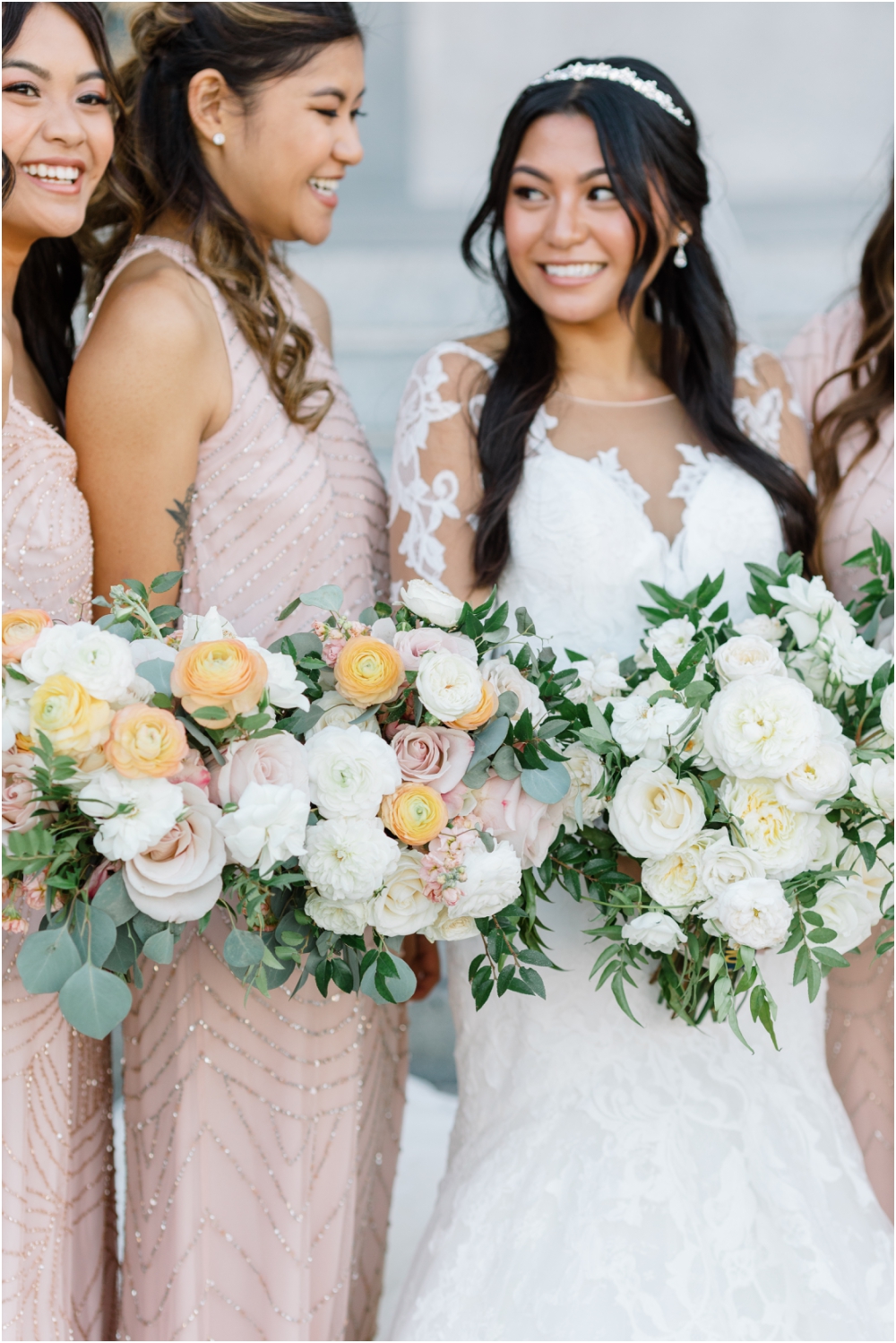 San Francisco City Hall Wedding Bride and Bridesmaid Bouquets